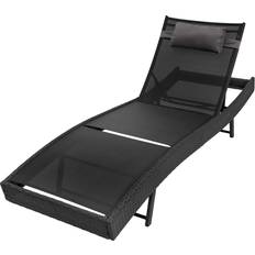 Stoff Sonnenliegen tectake Poly rattan sun lounger Delphine