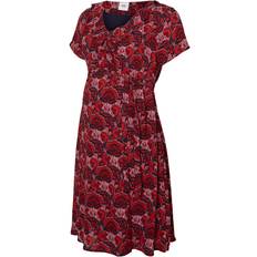 Blommiga Gravid- & Amningskläder Mamalicious Pattern Detailed Maternity Dress Red/Tomato Puree (20007875)