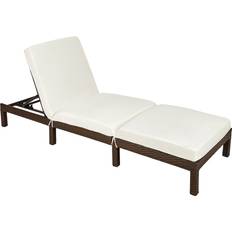 tectake Bain de Soleil Sofia Réglable 5 Positions 196 cm x 66 cm x 22 cm - Marron Naturel