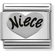 Damen - Edelstahl Charms & Anhänger Nomination Classic My Family Niece Stainless Steel Charm w. Black Enamel (330101/16)