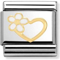 Nomination Composable Classic Link Heart with Flower Charm - Silver/Gold/White