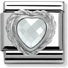 Nomination Composable Classic Link Heart Shaped Faceted Charm - Silver/White