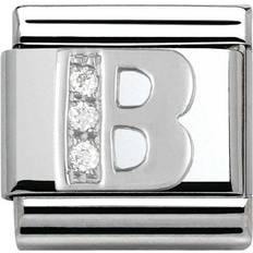 Composable Classic Link Letter B Charm - Silver/White
