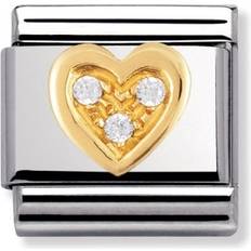 Nomination Composable Classic Link white Heart with Stones Charm - Silver/Gold/White