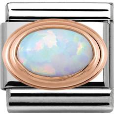 Rose Gold Charms & Pendants Nomination Composable Classic Link October Oval Birthstone Charm - Silver/Rose Gold/Opal