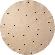 Beige Tepper Ferm Living Jute Carpet Dots Ø130