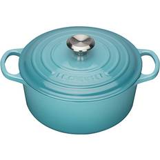 Le creuset gryde 4.2 Le Creuset Teal Signature Cast Iron Round med låg 24cm