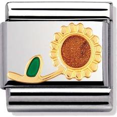 Brown Jewellery Nomination Composable Classic Link Sunflower Charm - Gold/Silver/Green/Brown