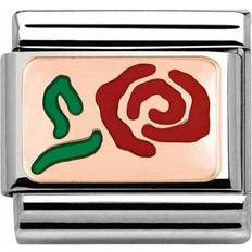 Nomination Composable Classic Link Red Rose Charm - Silver/Rose Gold/Red/Green