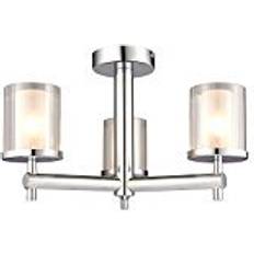 Chrome Ceiling Flush Lights Endon Lighting Britton 3LT Ceiling Flush Light 34.5cm