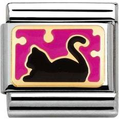 Nomination Composable Classic Link Black Cat with Dots Charm - Silver/Gold/Pink/Black