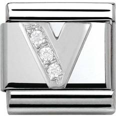 Composable Classic Link Letter V Charm - Silver/Transparent