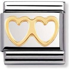 Nomination Composable Classic Link Double Heart Charm - Silver/Gold