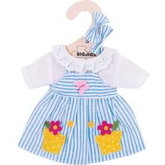 2 Dolls & Doll Houses Bigjigs Blue Striped Dress 28cm