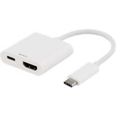 Kabler Deltaco USB-C - HDMI/USB-C Adapter M-F 0.1m