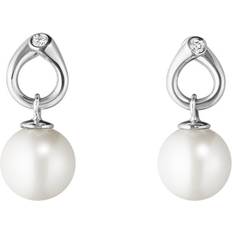 Dame - Hvitt gull Øredobber Georg Jensen Magic Earrings - White Gold/Pearl/Diamond