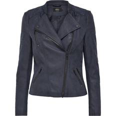 Bleu - Veste en cuir Vestes Only Ava Faux Leather Biker - Green - Female