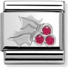 Red Jewellery Nomination Composable Classic Link Red Holly Charm - Silver/Red