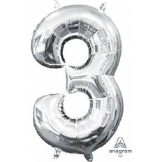 Amscan Foil Balloon MiniShape Number 3 Silver