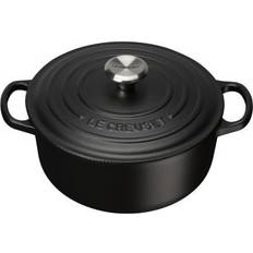 Le creuset gryde 20 cm Le Creuset Matte Black Signature Round med låg 20cm