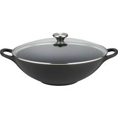 Le Creuset Wokpander Le Creuset Satin Black Cast Iron med låg 32cm