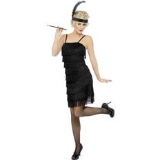 Smiffys 20's Black Fringe Flapper Costume Dress Adult