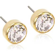 Blomdahl Bezel Earrings - Gold/Transparent