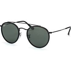 Ray-Ban Polarized Brow Bar Round Sunglasses - Hombre Negras