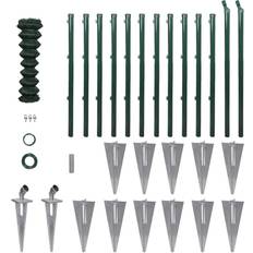 Green Chain-Link Fences vidaXL Chain-Link Fence Set with Posts Spike Anchors 31.5"x82ft