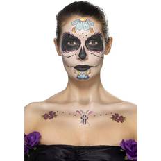 Make-up-Sets Schminke Smiffys Day of the Dead Face Tattoo Transfers Kit