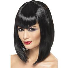 Halloween - Men/Women Short Wigs Smiffys Vamp Wig Black Short with Fringe