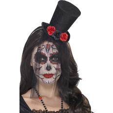 Zwart Hoeden Smiffys Horror haarband/diadeem day of the dead met mini hoge hoed