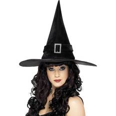 Halloween Hats Fancy Dress Smiffys Witch Hat with Diamante Buckle