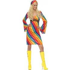 Women Fancy Dresses Smiffys Rainbow Hippie Costume