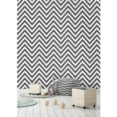 Intrade Carta da parati Chevron a zig zag nero, 53 cm x 10.05 m