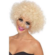 Cheap Short Wigs Smiffys 70's Funky Afro Wig Blonde