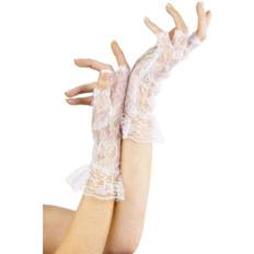 Kostymer Smiffys Fingerless Lace Gloves White