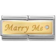 Swarovski Crystal Charms & Pendants Nomination Composable Classic Marry Me Double Link Stainless Steel/Gold Charm w. Swarovski (030730 01)