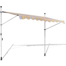 vidaXL Retrattile Awning Patio Awning with Hand Crank 157.5" Orange and Brown 120x200cm