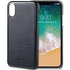 Celly Ghost Cover Coque de protection pour téléphone portable polycarbonate, cuir artificiel noir pour Apple iPhone X, XS