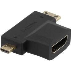 Hdmi til mini hdmi adapter Deltaco Mini HDMI/ Micro HDMI - HDMI (angled) Adapter M-F