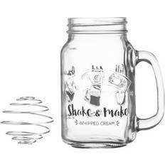 Dishwasher Safe Glass Jars with Straw Kilner Shake & Make Glass Jar with Straw 54cl