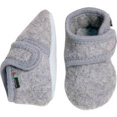 Wool Soft Shoe w. Velcro - Light Grey
