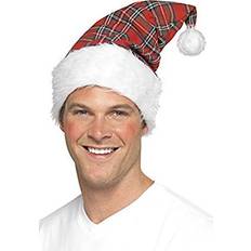 Rød Nisseluer Smiffys Tartan Santa Hat