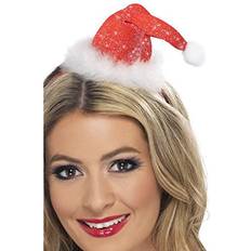 Smiffys Hoeden Smiffys Kerst diadeem mini kerstmuts rood polyester haarband