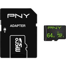 PNY 64 GB - microSDXC Hukommelseskort PNY High Performance MicroSDXC Class 10 UHS-l U1 100/20MB/s 64GB+Adapter