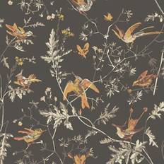 Cole & Son Tapete Hummingbirds Charcoal/ Ginger grigio/arancione