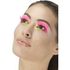 Decades Makeup Fancy Dress Smiffys 80's Party Eyelashes Neon Pink