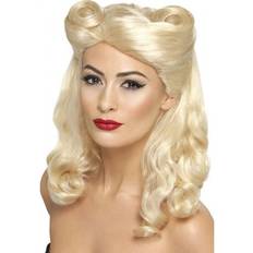 Blond Långa peruker Smiffys 40's Pin Up Wig Blonde