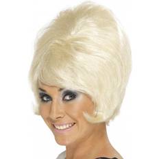 Blonde Short Wigs Fancy Dress Smiffys 60's Beehive Wig Blonde